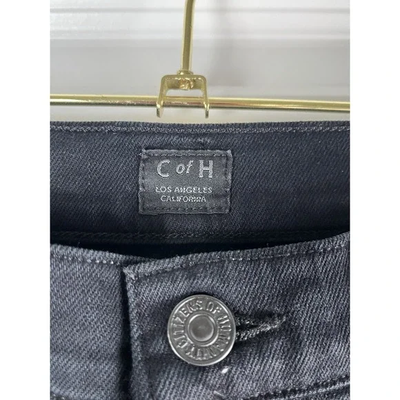 Citizens of Humanity Drew Flounce High Rise Crop Flare Jeans in Soiree Black 25 - Picture 8 of 15